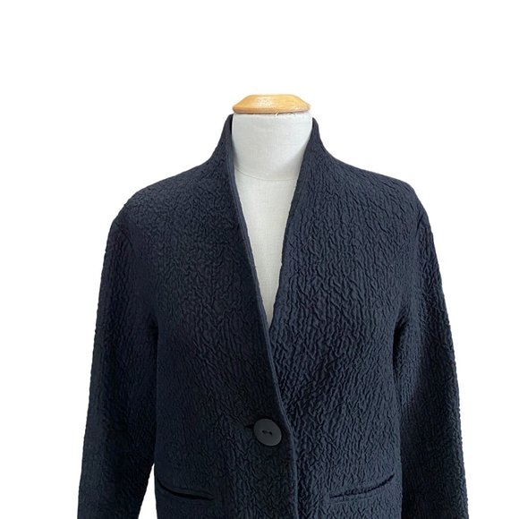 Eileen Fisher Crinkle Wool Linen Blazer Oversized Lagenlook Long Mature-XS - Picture 5 of 14